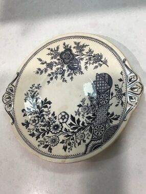 Classic Black Floral Ceramic Wall Plate - Home Art with plate holder included